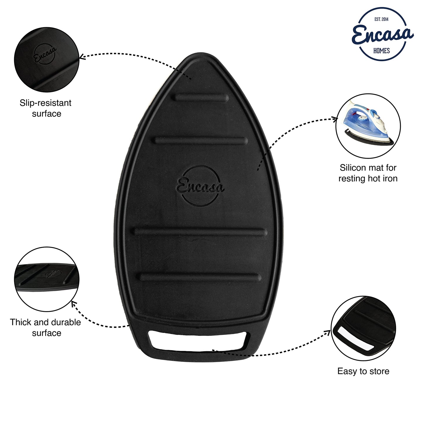 Encasa Homes silicon mat - Stylish black hot iron rest pad