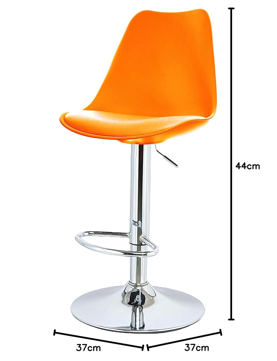 Buy Curvy Bar Stool Height Adjustable, 360° Swivel Orange The