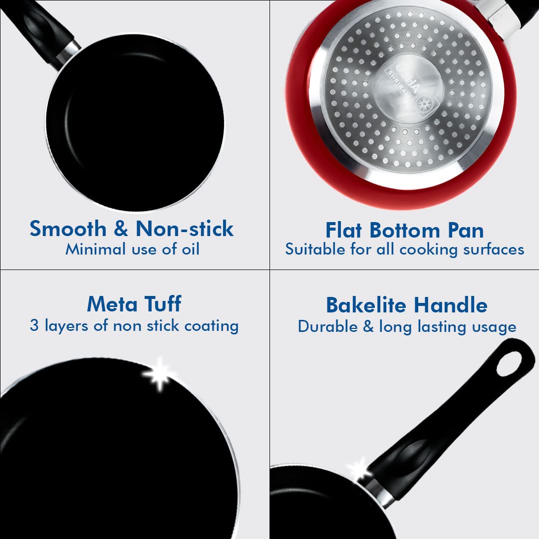 USHA SHRIRAM black cookware set - versatile for stovetop and induction