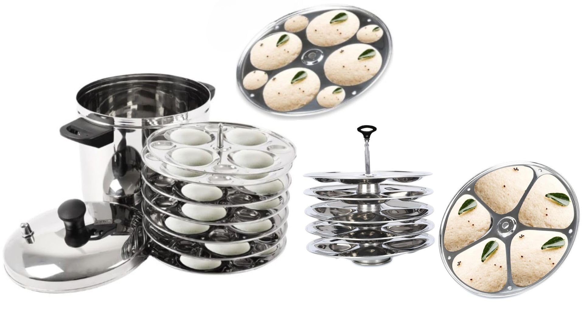Combo: Stainless Steel Idli Cooker & Triangle Idli Plates - Induction ...