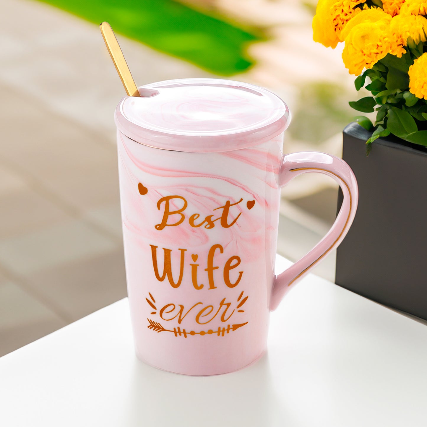 Gleevers pink coffee mug - great gift for anniversaries