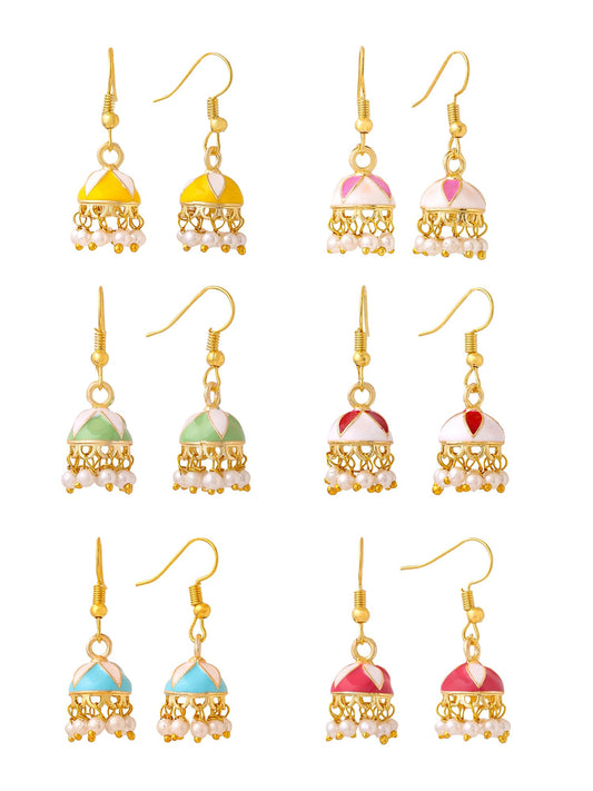 Yellow Chimes Meenakari Jhumka Earrings - Multicolor stylish design