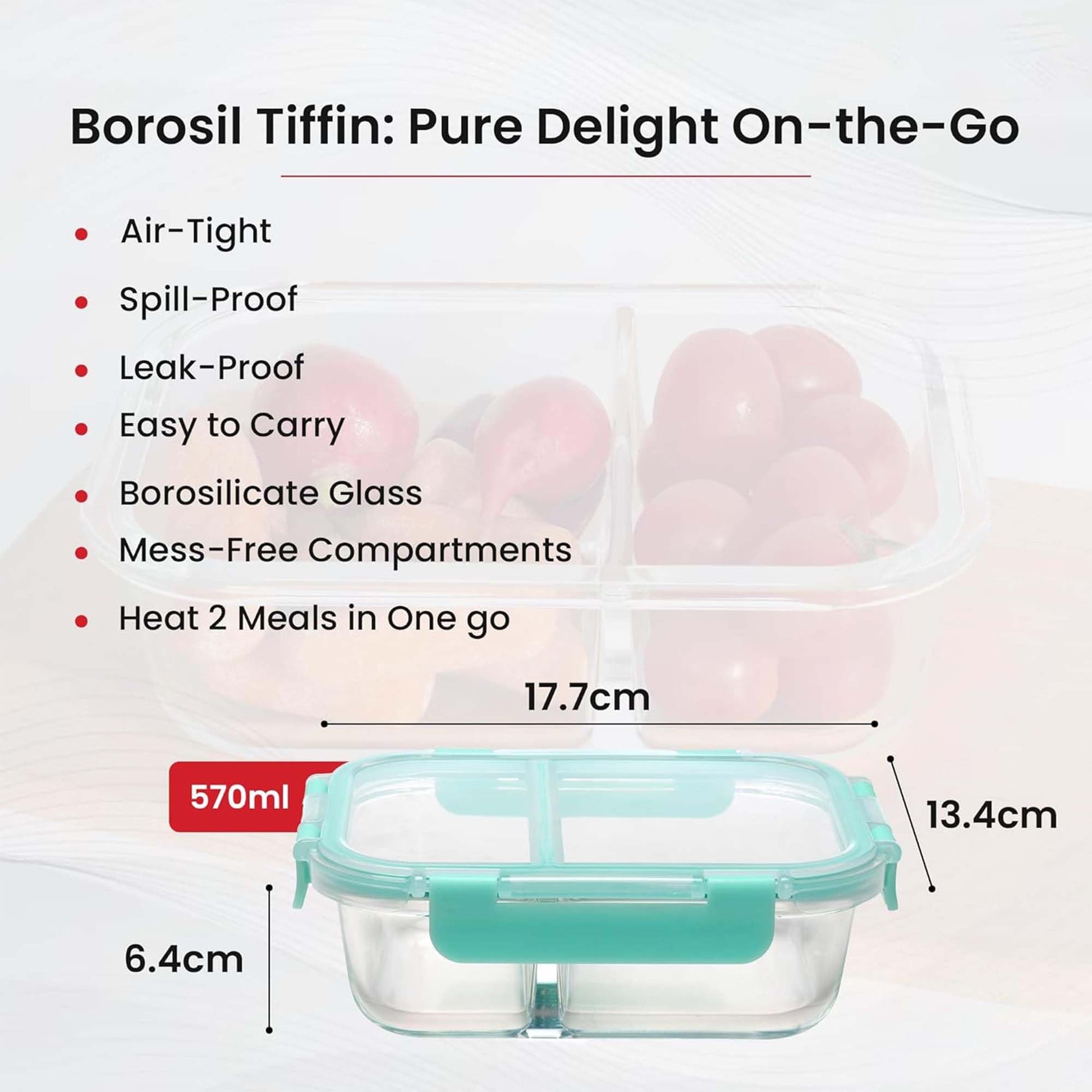 Buy Borosilicate Glass Tiffin Box LeakProof, Airtight Seal The
