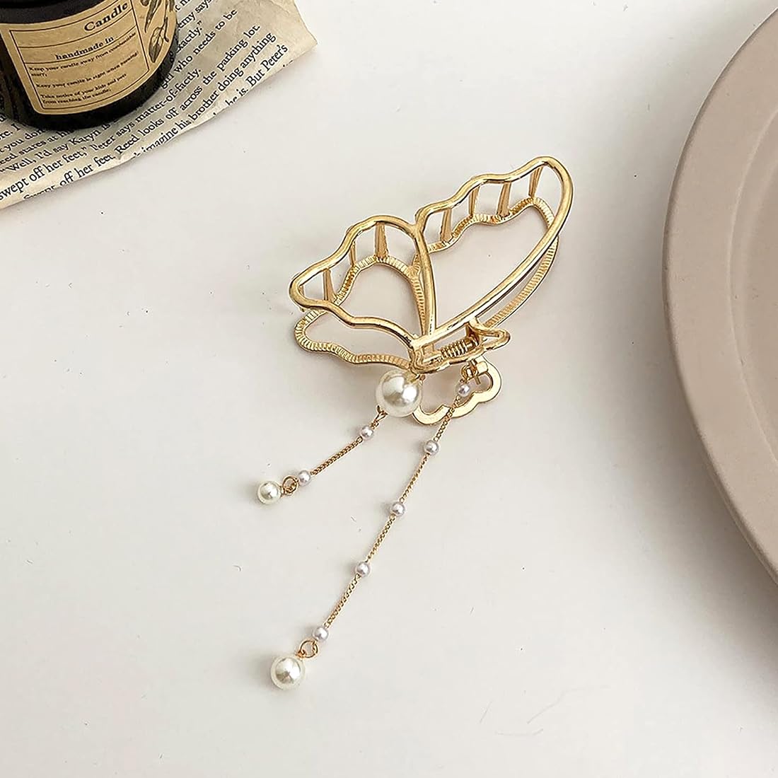 Yellow Chimes long hair claw clip - ideal for special occasions