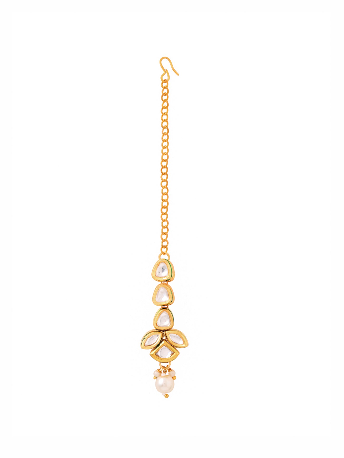Yellow Chimes maangtikka - Stunning kundan design piece