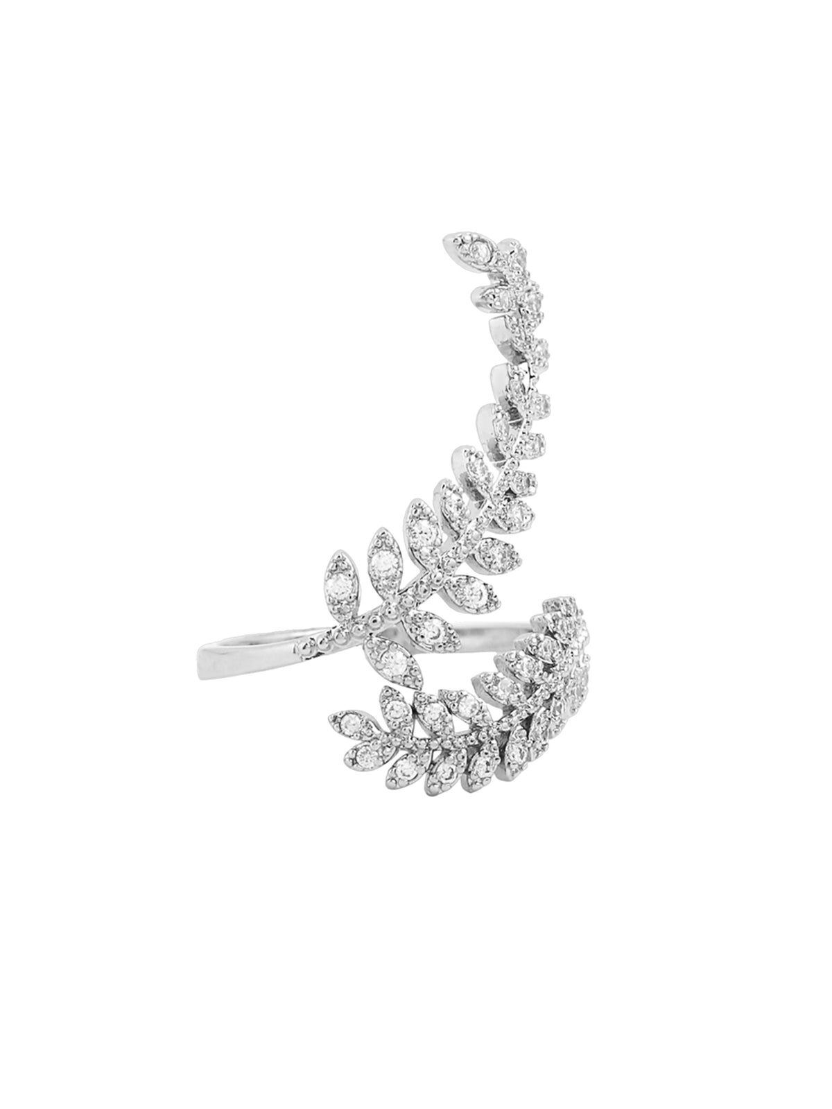 Yellow Chimes Adjustable Silver Crystal Ring - Elegant Gift for Girlfriends