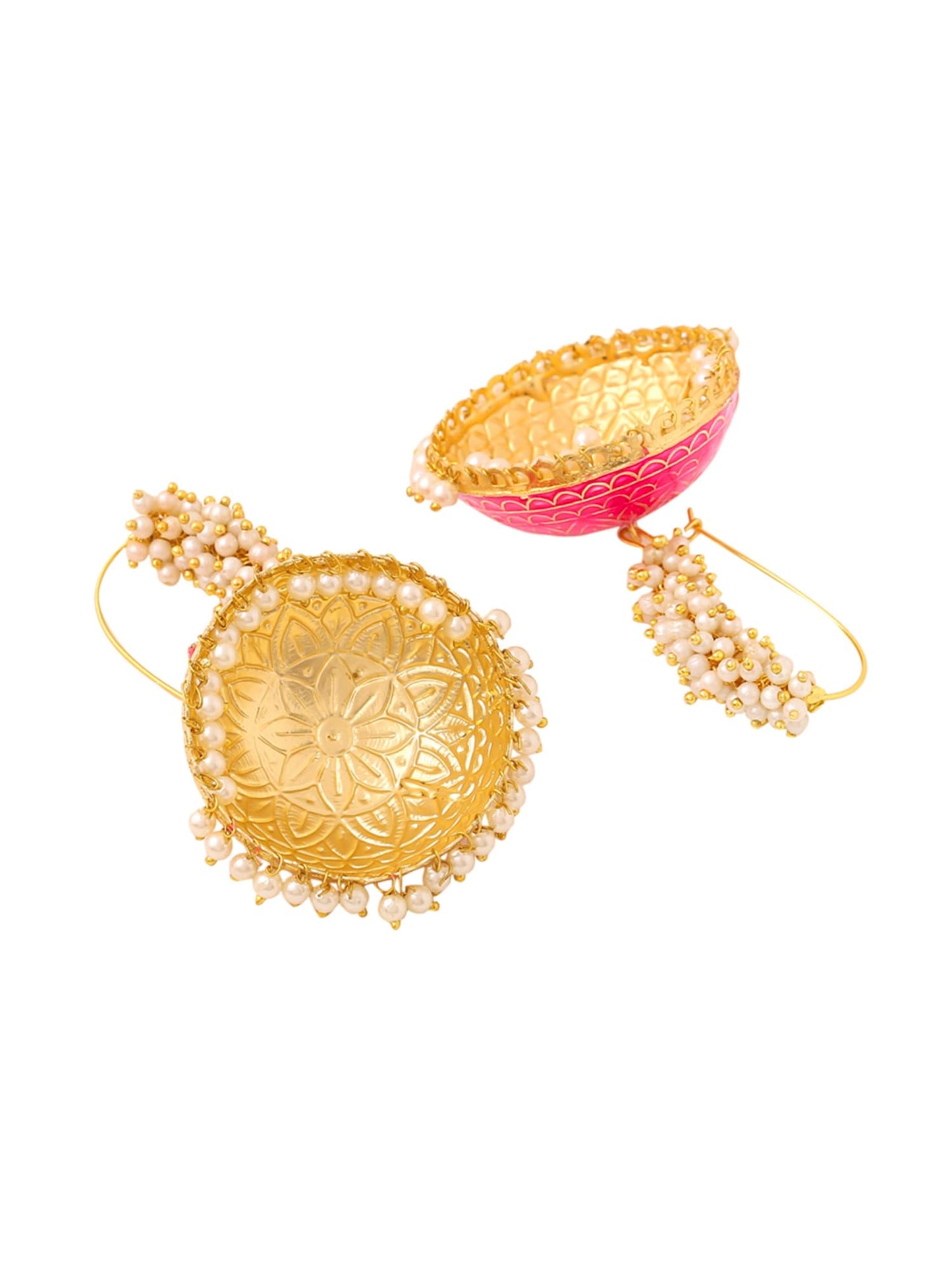Yellow Chimes Meenakari Jhumka Earrings - Festival Accessory