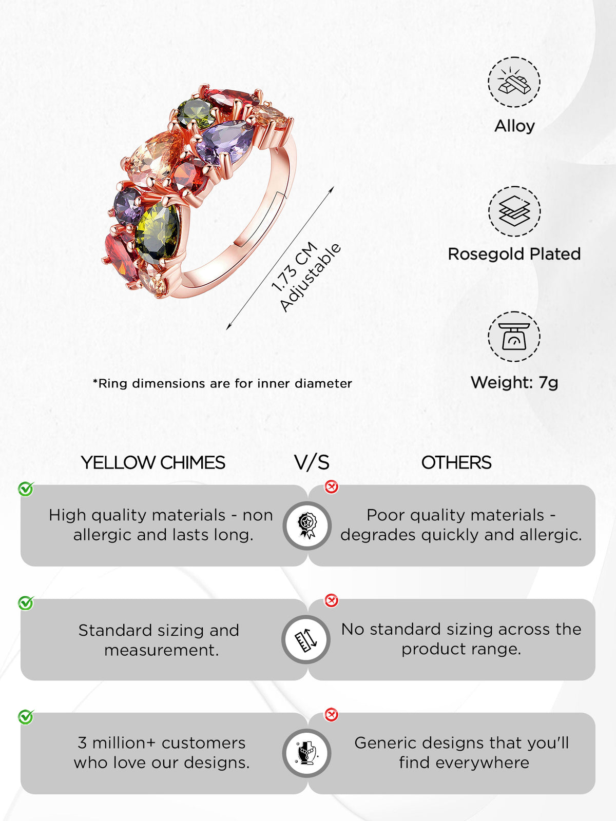 Yellow Chimes Crystal Rings - Elegant accessory for women