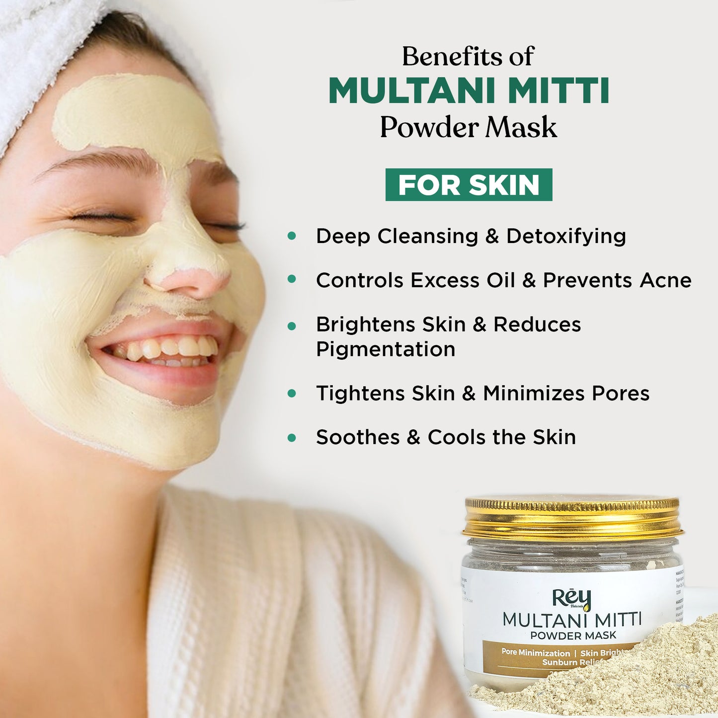 Rey Naturals Multani Mitti Pack - Healthy complexion