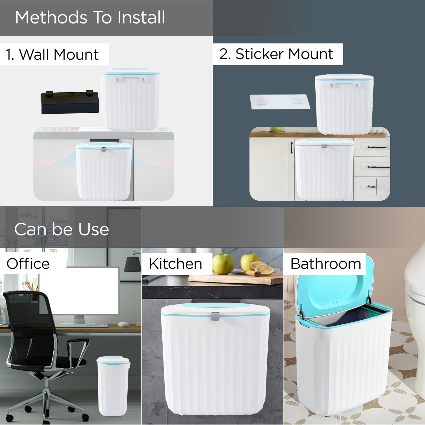 UMAI Light Blue Dustbin - Bathroom Waste Disposal