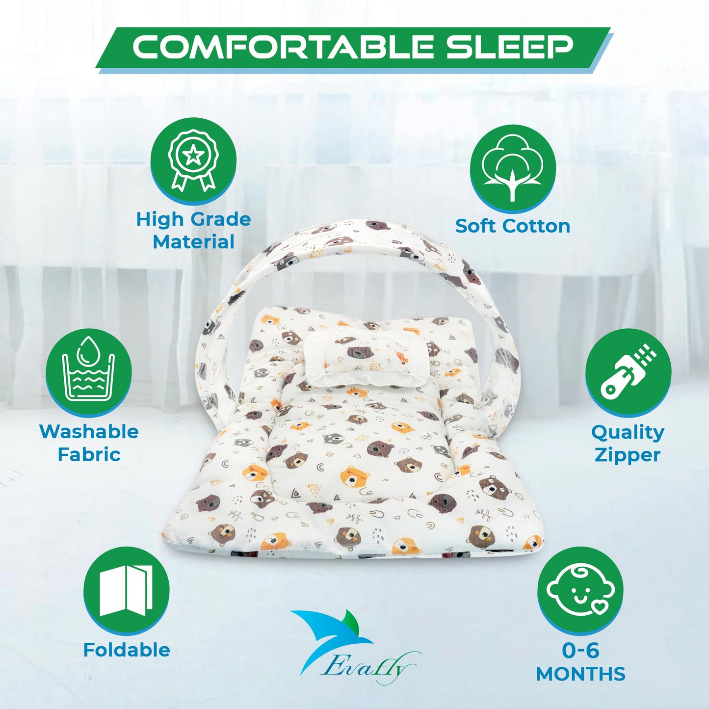 Evafly Baby Mosquito Net - Travel-friendly bed set