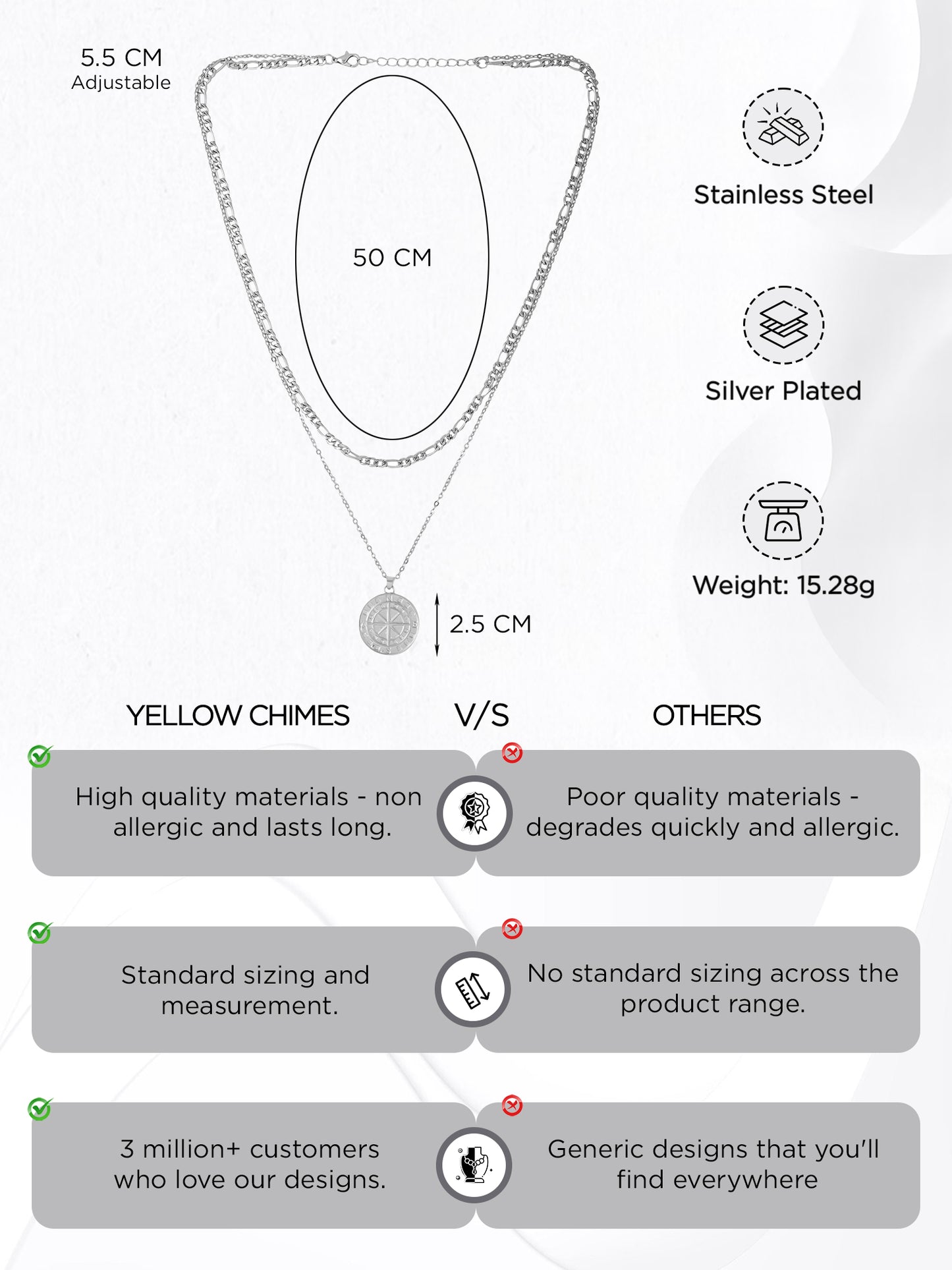 Yellow Chimes Stainless Steel Chain - Elegant Gift
