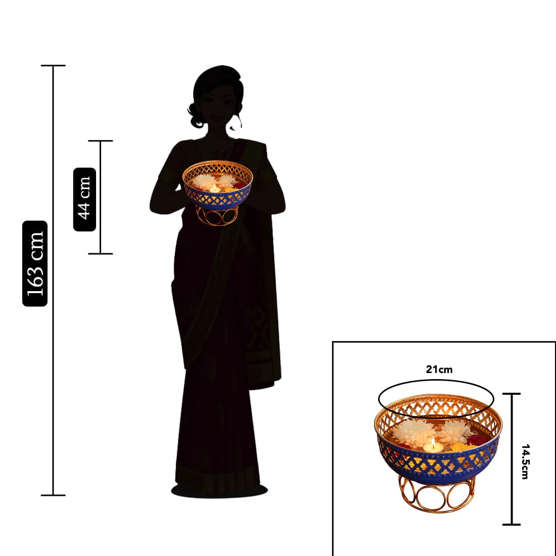 Ekhasa Blue Urli Bowl - Tealight Candle Display