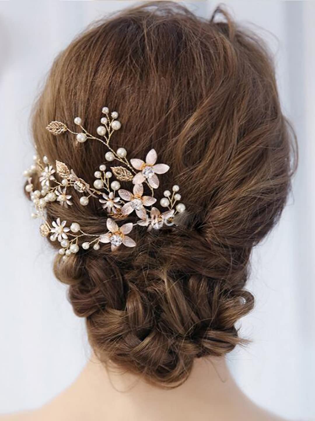 Yellow Chimes bridal hair vine - wedding ceremony
