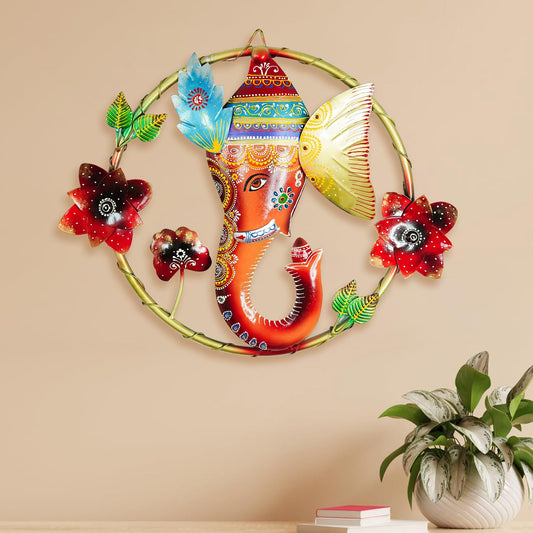 Ekhasa Ganesha Wall Hanging - Iron sculpture for home