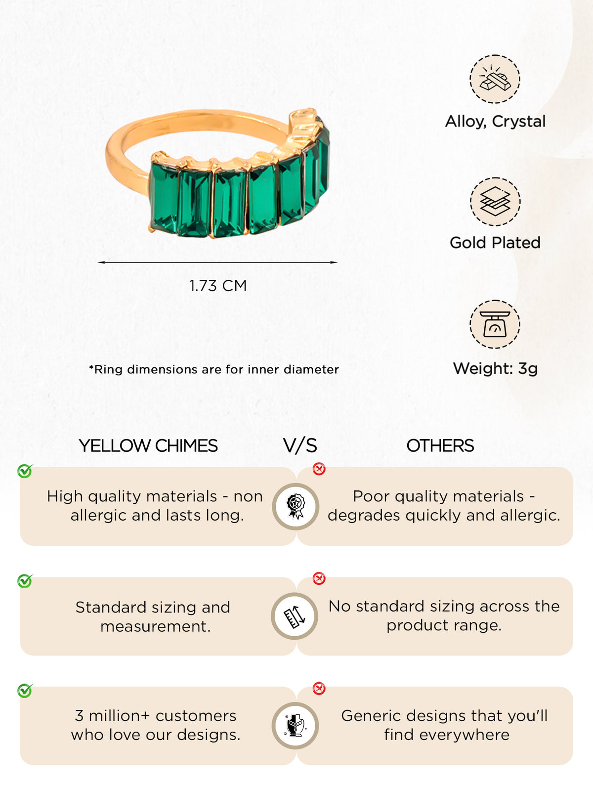 Yellow Chimes Women's Stack Ring - Birthday Gift Idea