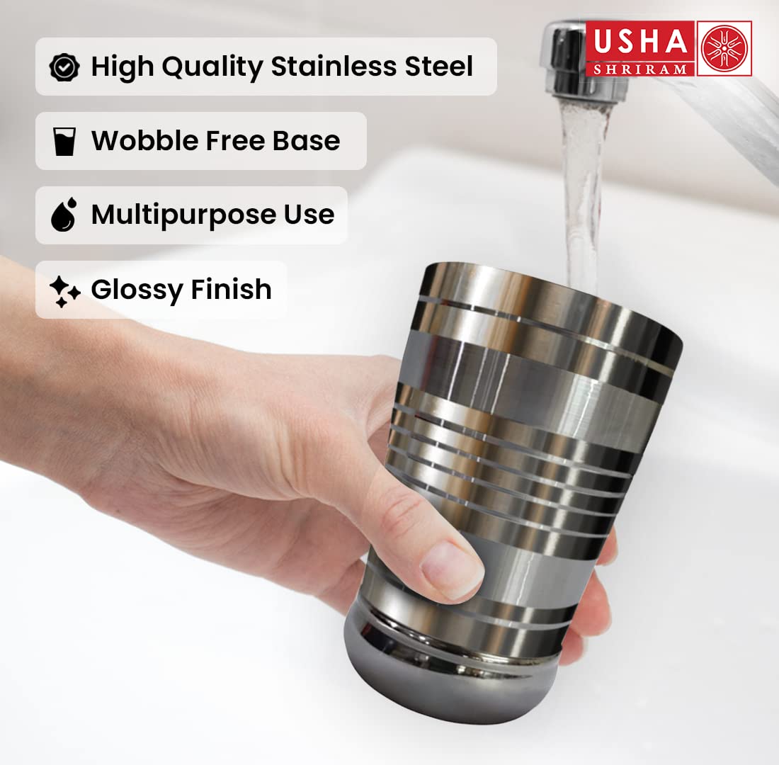 USHA SHRIRAM stainless steel glass set - stackable design