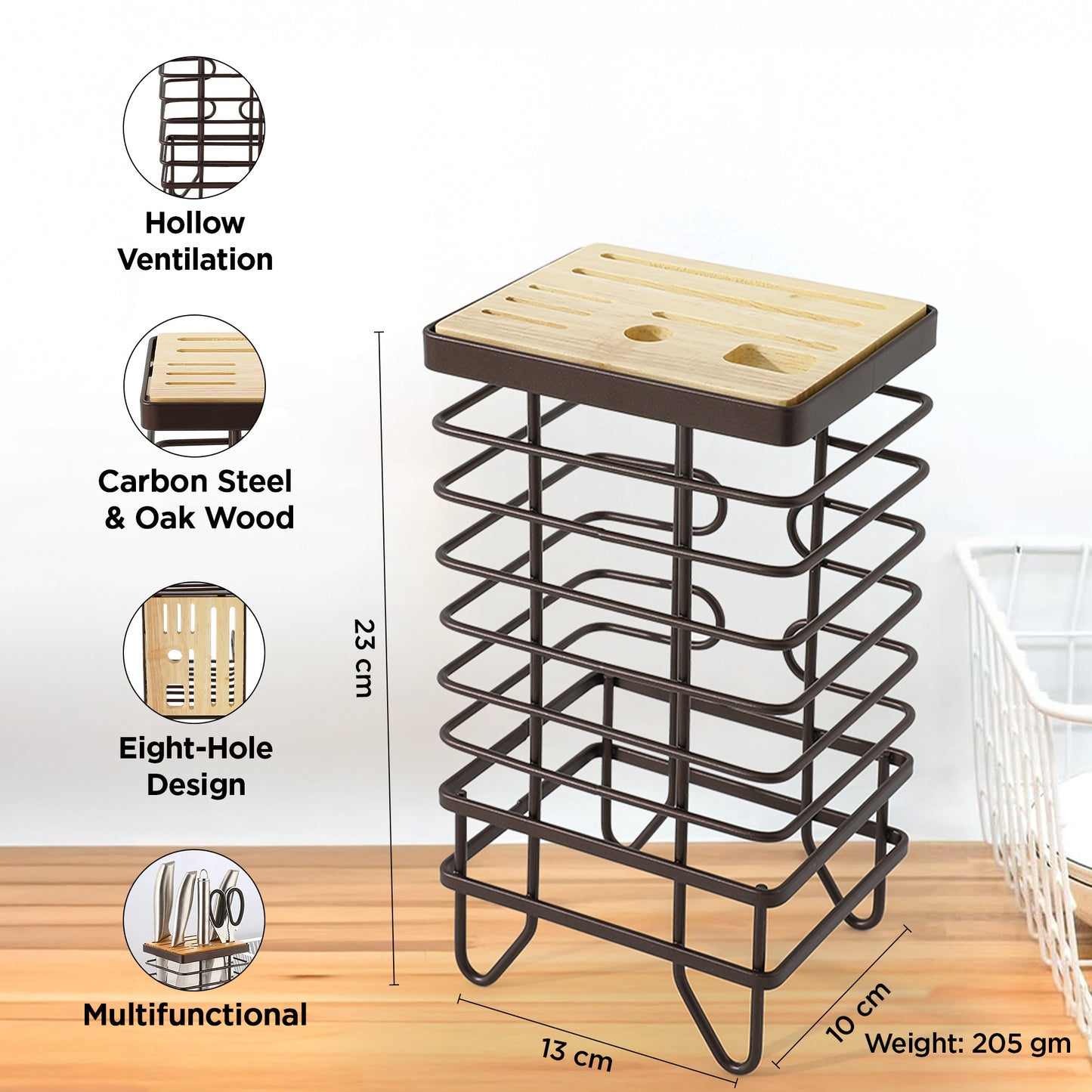 UMAI oak wood utensil holder - dining table accessory