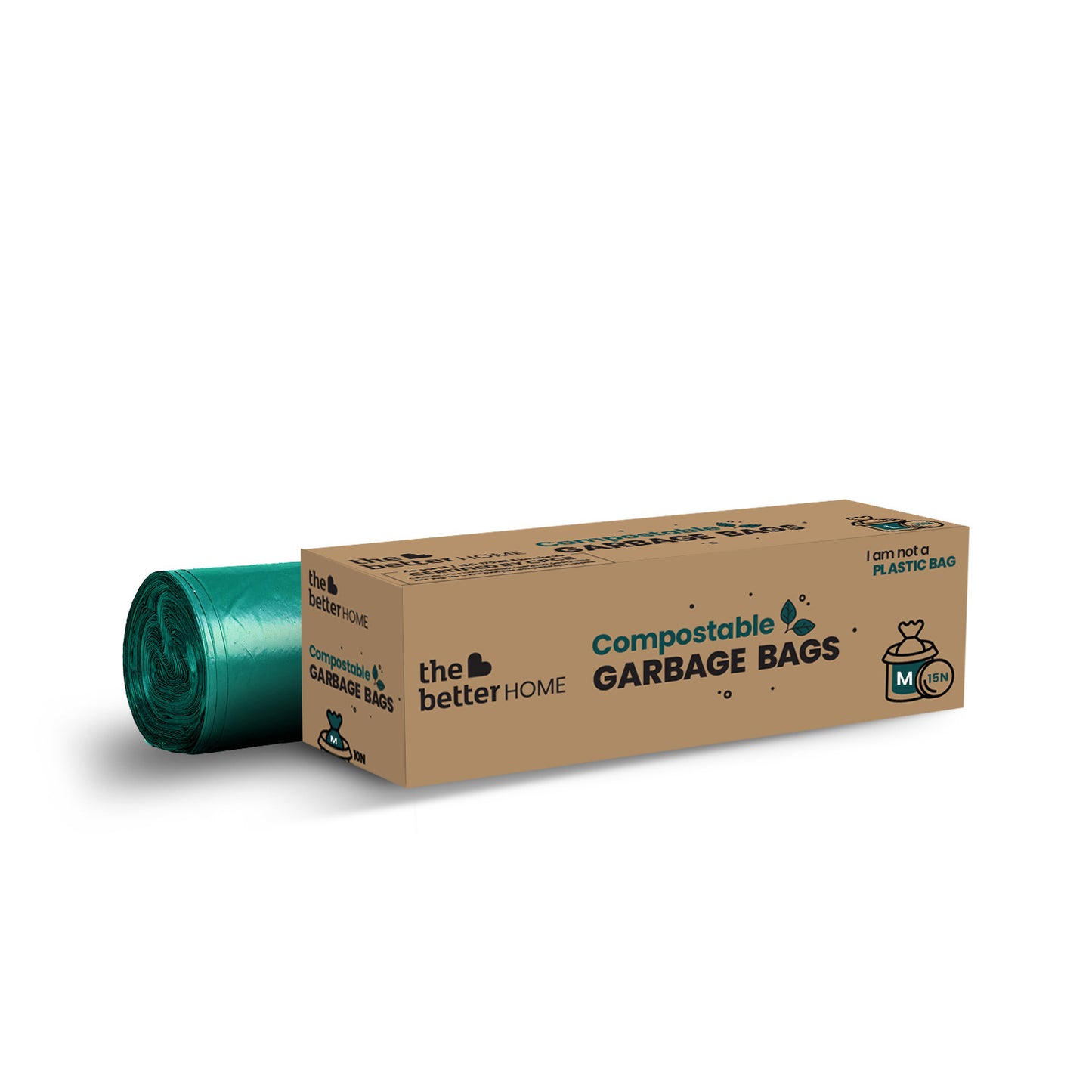 Garbage Bags | Small - 43 cm X 48 cm | Compostable, Biodegradable, Eco-friendly | 15 bags per roll, Pack of 2