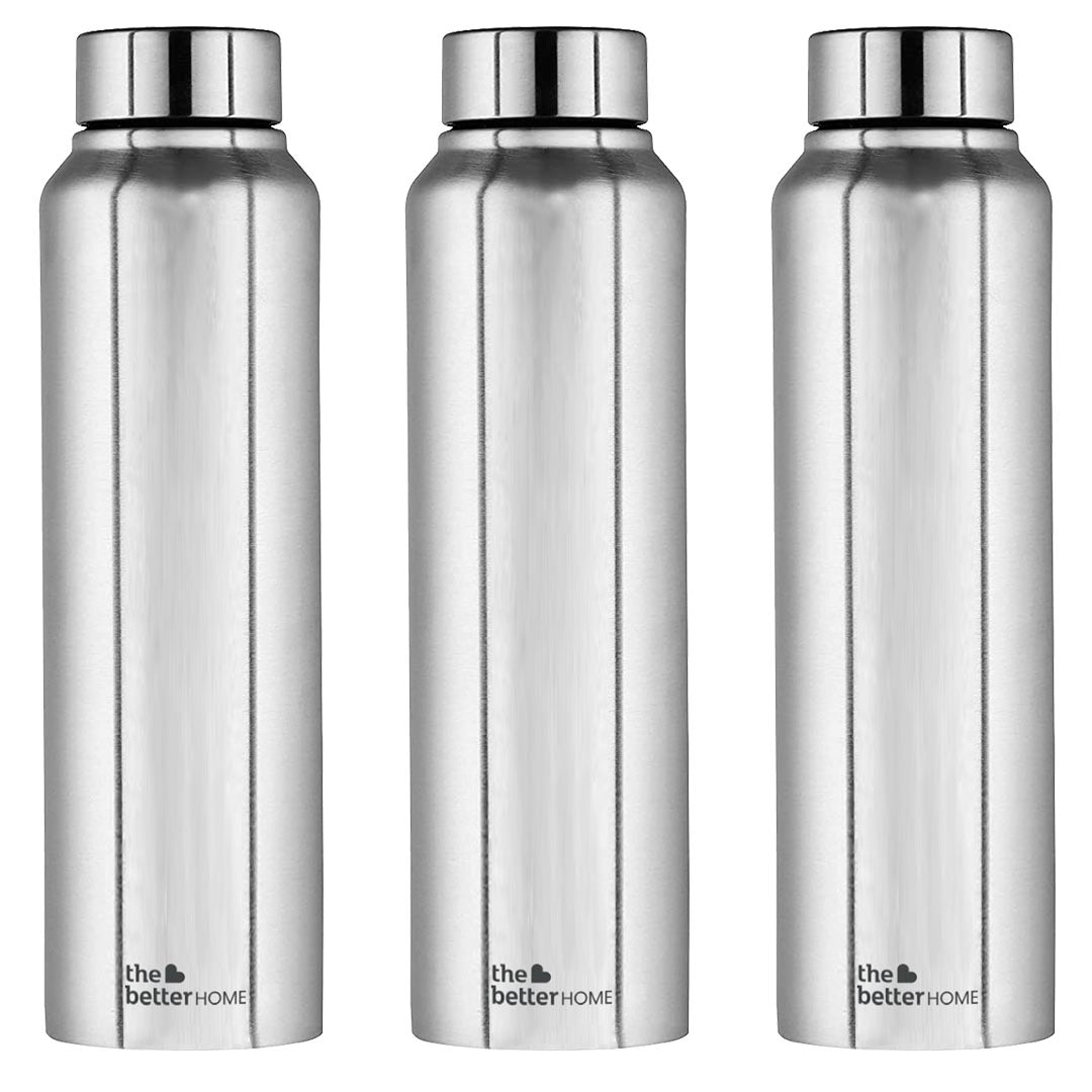 Stainless Steel Water Bottle 1 Litre (Pack of 3) - Silver