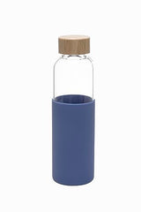 The Better Home Borosilicate Glass Water Bottle with Sleeve (500ml) | Bamboo Lid & Silicon Sleeve | Fridge Water Bottles for Home, Office & Gym | Water Bottles for Fridge (Blue, Pack of 1)