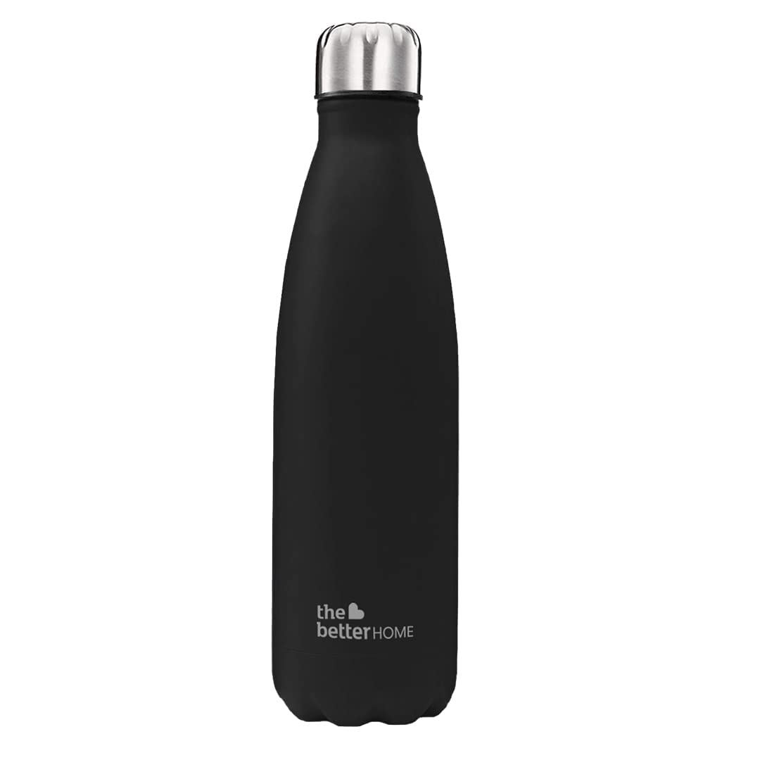 1000 Stainless Steel Insulated Water Bottle 1 Litre | Thermos Flask 1 Litre+ | Hot and Cold Steel Water Bottle 1 Litre | Black (Pack of 1)