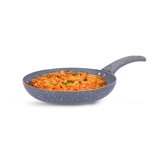 Non Stick Fry Pan - 3 Layer Coating, Easy Grip Handle | Dishwasher Safe | 18cm | Grey | Lightweight