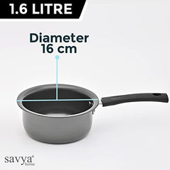 The Better Home Tall Jars 1000ml (Pack of 6) | Food Jars & Containers|Food Storage For Kitchen & SAVYA HOME 3mm HA Saucepan with Lid(16cm)-1.0 ltr |Pack and Store Combo (2 Containers + Saucepan)