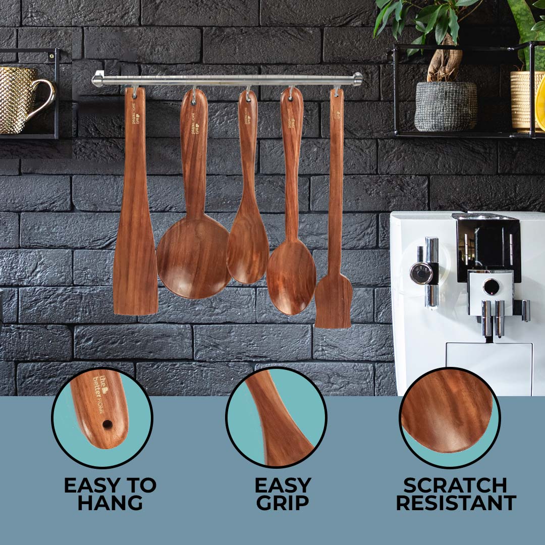 Sheesham Wooden Spatula Set with Ladle (Pack of 4)