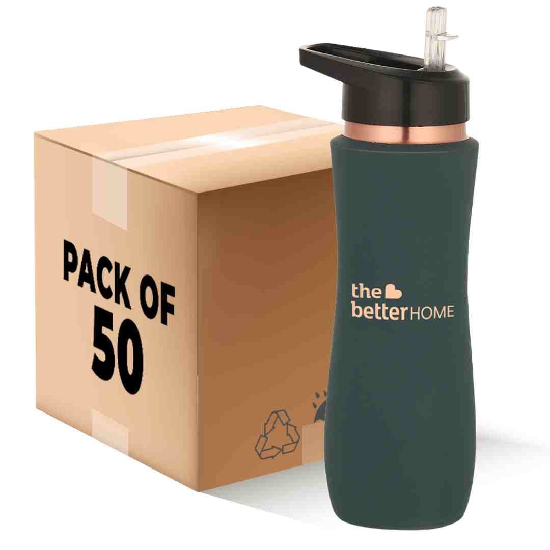 Pack of 1: Copper Water Bottle - Leakproof, BPA Free, Antioxidant | Sipper Included | 700ml | Copper