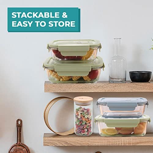 The Better Home Tall Jars 1000ml (Pack of 6) | Food Jars & Containers|Food Storage For Kitchen & SAVYA HOME 3mm HA Deep Kadai (20cm)-2.4 ltr |Pack and Store Combo (3 Containers + Kadai)