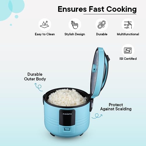 The Better Home FUMATO Cookeasy Automatic 500W Electric Rice Cooker 1.5L Blue & Stainless Steel Water Bottle 1 Litre Blue