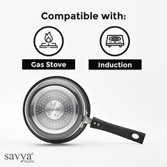 The Better Home Tall Jars 1000ml (Pack of 6) | Food Jars & Containers|Food Storage For Kitchen & SAVYA HOME 3mm HA Saucepan with Lid(16cm)-1.0 ltr |Pack and Store Combo (2 Containers + Saucepan)
