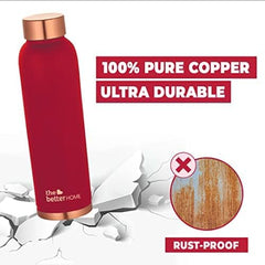 The Better Home 100% Pure Copper Water Bottle 1 Litre, Maroon & Savya Home 4 pcs Big Plate Set