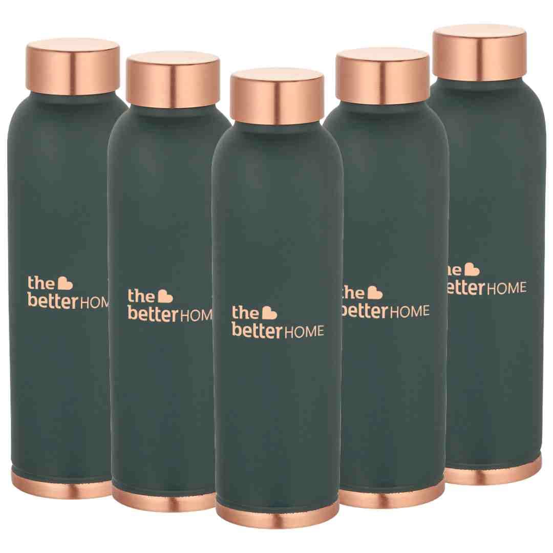 Pack of 5: 100% Pure Copper Water Bottles - BPA Free, Antioxidant Properties | 900ml | Teal