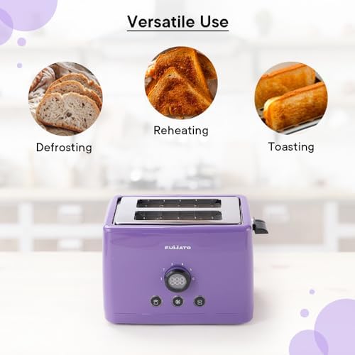 The Better Home FUMATO 1000 Watt 2 Slice Pop-up Toastmate Toaster & Stainless Steel Water Bottle 1 Litre Pack of 5 Purple