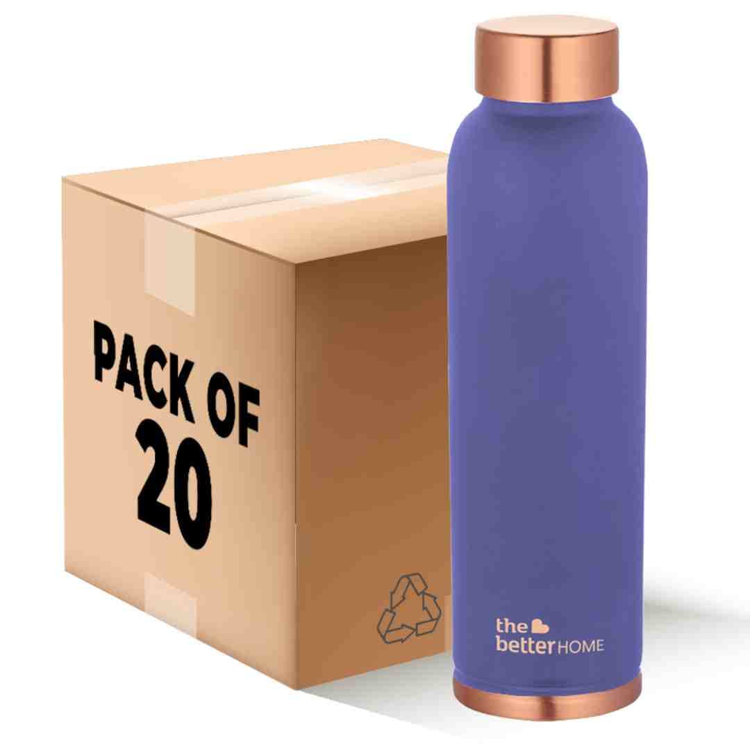 Combo: Copper Water Bottle - BPA Free, Leak Proof | 20 Pcs | 1 Litre Capacity | Purple