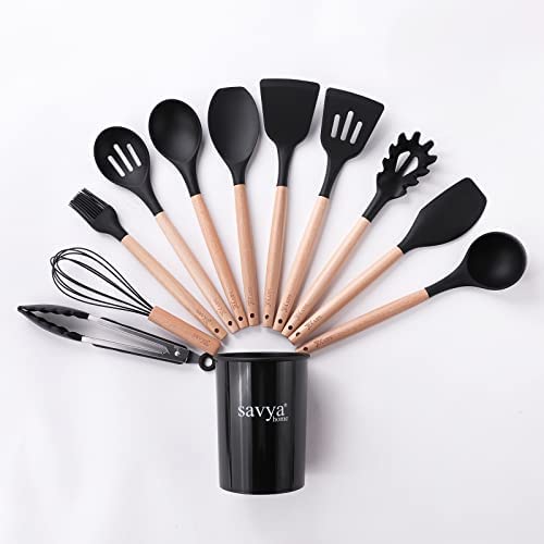 The Better Home 100% Pure Copper Water Bottle 1 Litre, Maroon & Savya Home 12 pcs Silicon Spatula Set, Black