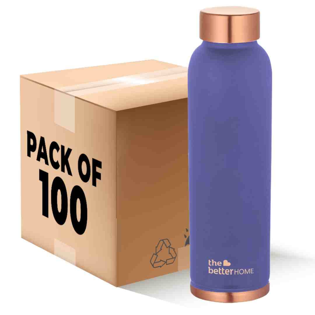 Combo: Copper Water Bottles - BPA Free, Leak Proof | 1 Litre | For School Kids & Office | Green & Purple