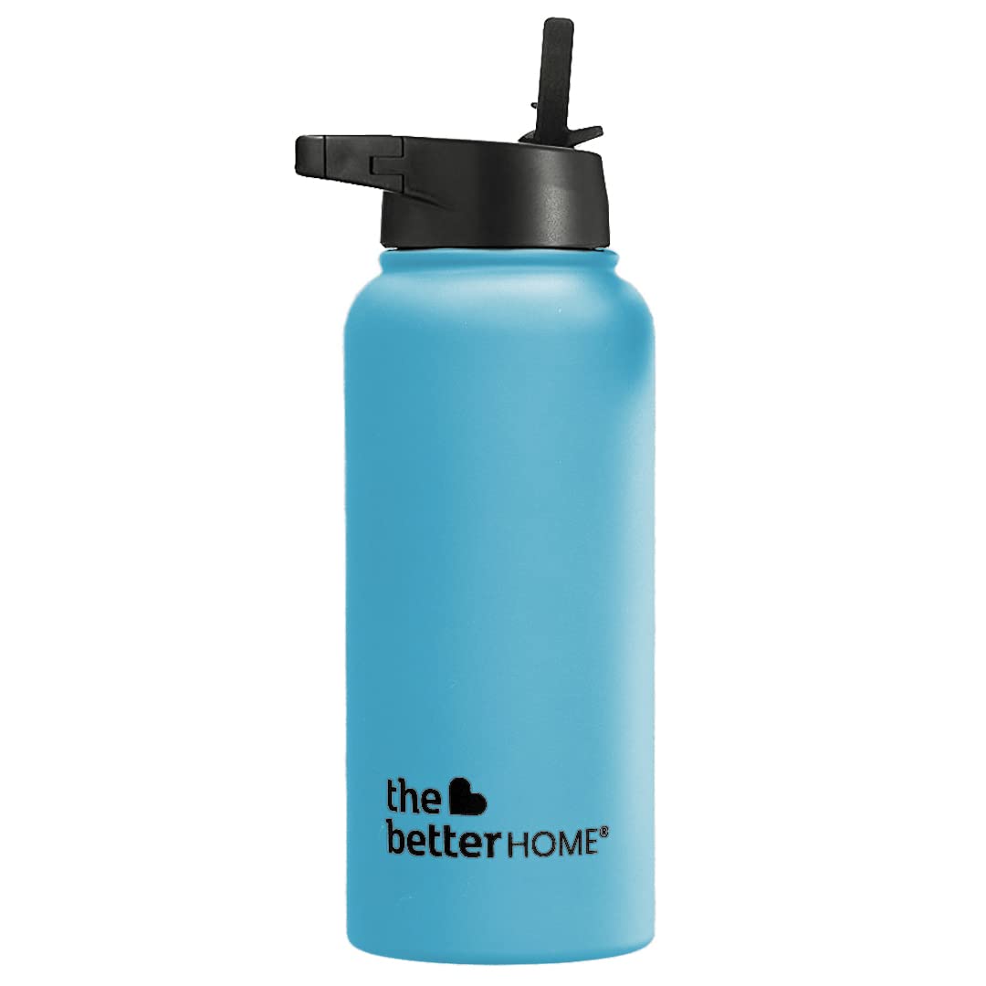 The Better Home Stainless Steel Insulated Sipper Water Bottle for Adults and Kids 1 Litre | Thermos Flask 1 Litre | Hot and Cold Insulated Water Bottle 1 Litre+ (Blue, Set of 1)