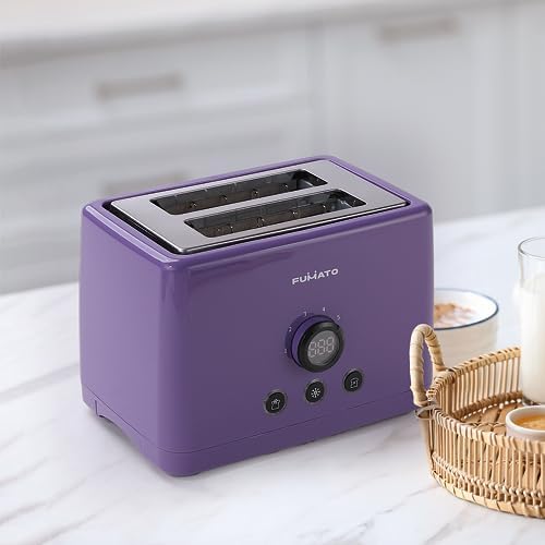 The Better Home FUMATO 1000 Watt 2 Slice Pop-up Toastmate Toaster & Stainless Steel Water Bottle 1 Litre Pack of 5 Purple