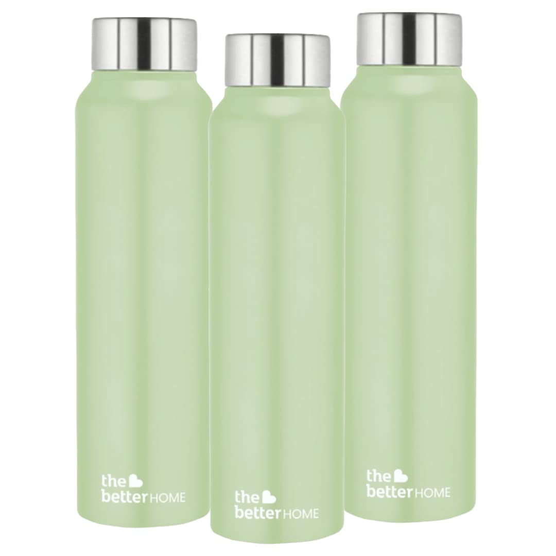 Stainless Steel Water Bottle 1 Litre (Green - Pack of 3)