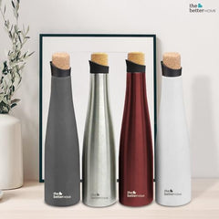 The Better Home Insulated Thermosteel Bottle with Cork Cap 500ml | 18h of Insulation | Hot and Cold Water Bottle for Kids School Office Gym | Anti Rust | Leak Proof | BPA Free | Wine Colour