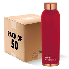 1000 Copper Water Bottle - 900ml | 100% Pure Copper Bottle | BPA Free & Non Toxic Water Bottle with Anti Oxidant Properties of Copper | Maroon (Pack of 50)