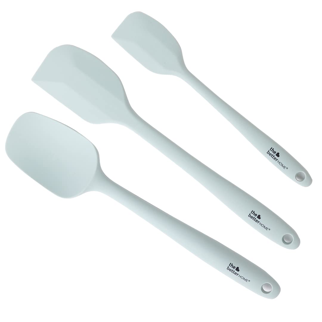 Pack of 3: Silicone Spatula Set - Heat Resistant, Dishwasher Safe | Includes Wire Whip | Light Green