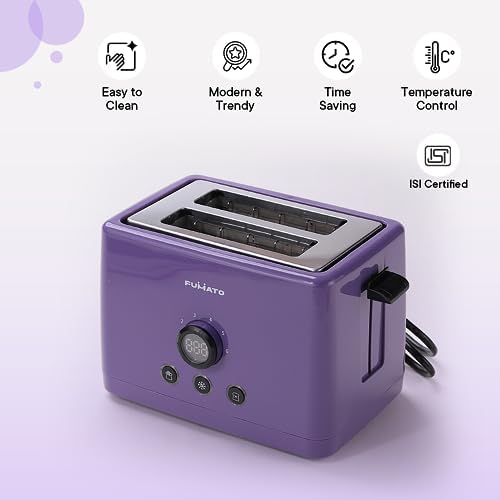 Combo: 1000 Watt 2 Slice Pop-up Toaster & Stainless Steel Water Bottle | 1 Litre | Purple | Pack of 3