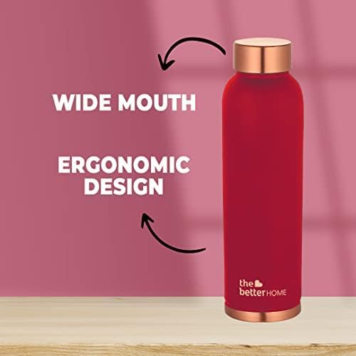 The Better Home 100% Pure Copper Water Bottle 1 Litre, Maroon & Savya Home Triply Stainless Steel Tope with Lid, 16 cm (1.5 ltr)