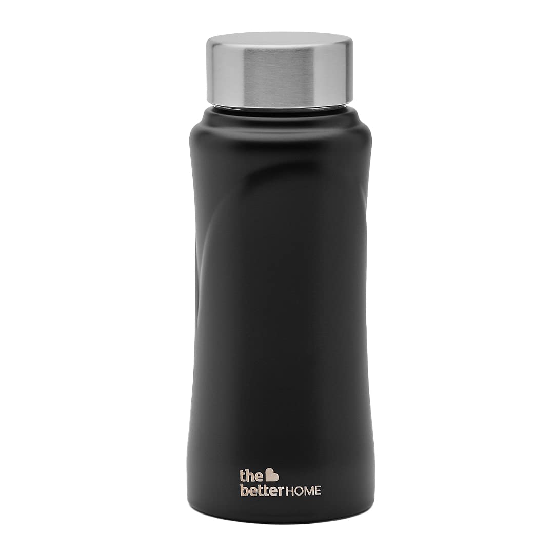 Stainless Steel Water Bottle - Light Weight, Rust Proof | 500ml | Black | Ideal for Kids & Adults