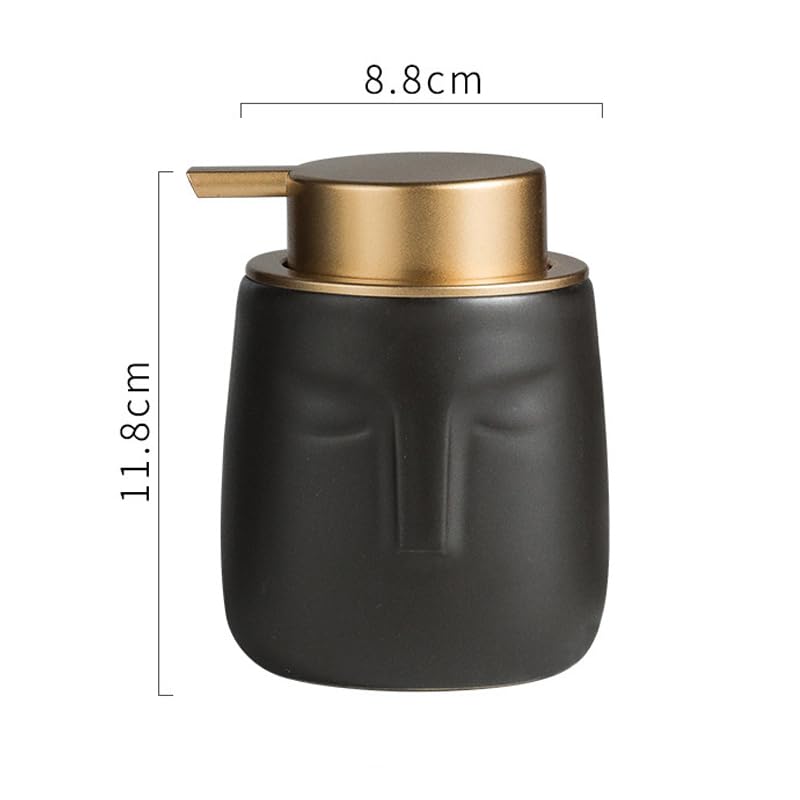 The Better Home 350ml Soap Dispenser Bottle - Black |Ceramic Liquid Pump Dispenser for Kitchen, Wash-Basin, and Bathroom