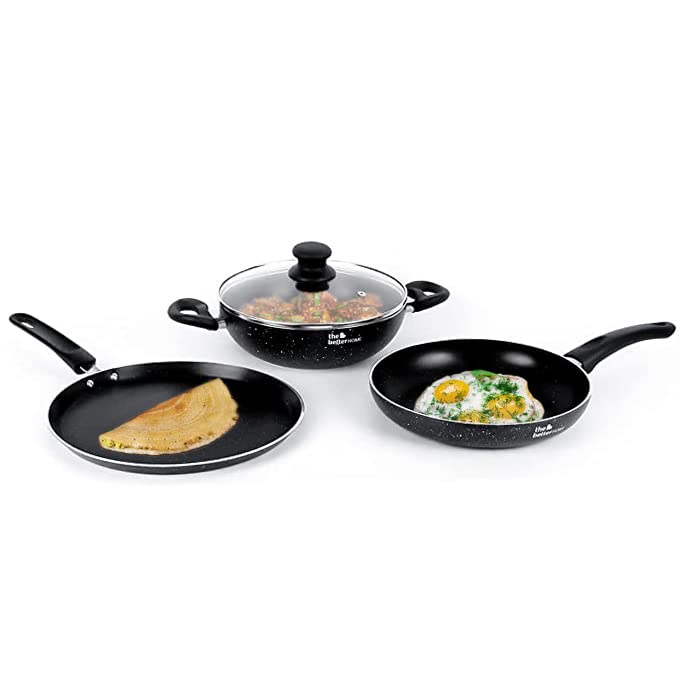 The Better Home Non Stick Induction Cookware (3mm Thickness)| Induction Utensils for Cooking |Non Stick Frying Pan (24cm), Non Stick Dosa Tawa (28cm), Non Stick Kadai (24cm) | 3 Layer Nonstick Coating